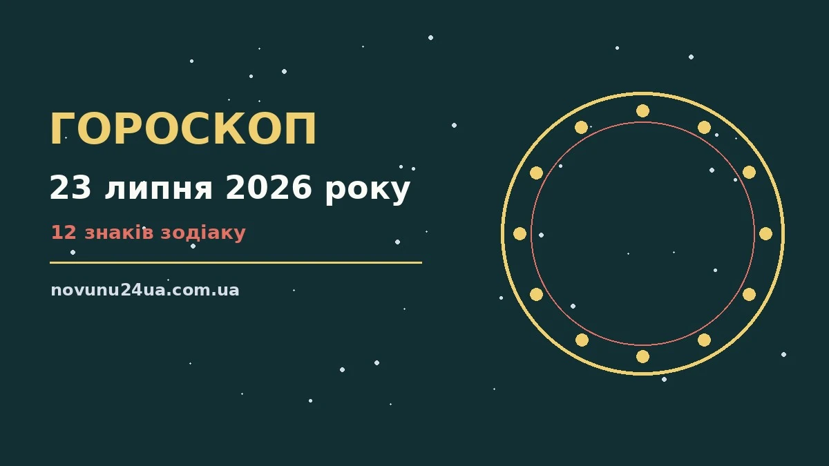 Зодіакальний круг на тлі ранкового неба, ілюстрація до гороскопу на 23 липня 2026 року
