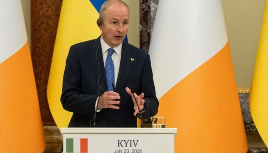 Прем'єр-міністр Ірландії Мікхол Мартін та Президент України Володимир Зеленський під час спільної пресконференції у Києві 23