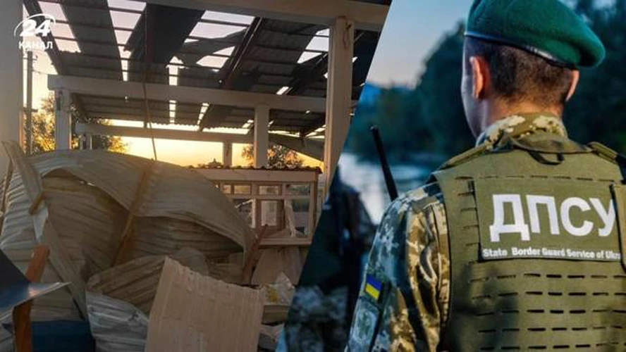 Пошкоджені будівлі та конструкції пункту пропуску «Табаки» після нічної атаки дронів на Одещині.