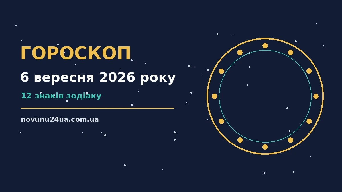 Космічна ілюстрація до гороскопу на 6 вересня 2026 року для дванадцяти знаків Зодіаку