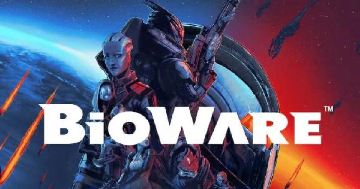 Логотип BioWare на тлі Mass Effect, Dragon Age і Baldur’s Gate